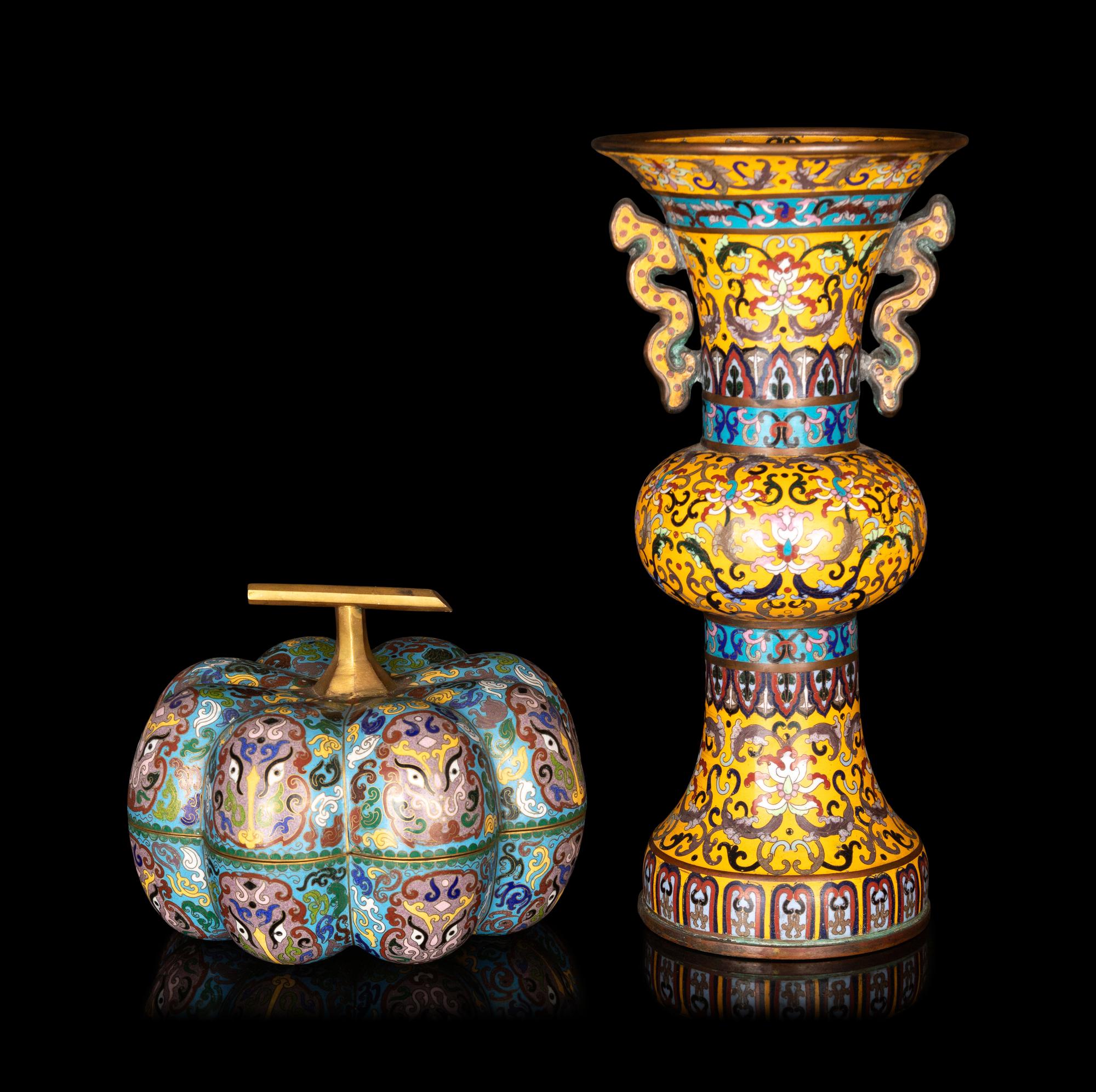 Two Chinese Cloisonné Enamel Vessels