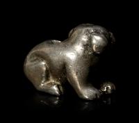 A Metal Dog-Form Ojime