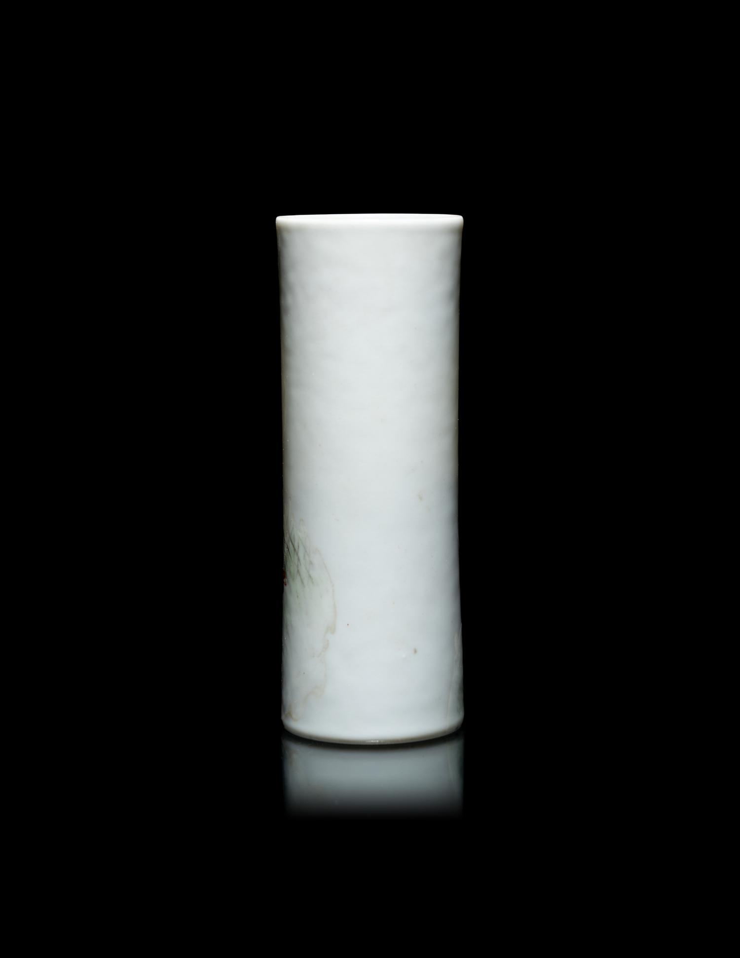 A Chinese Famille Rose Porcelain Brushpot by Liu Yucen (1904-1969)