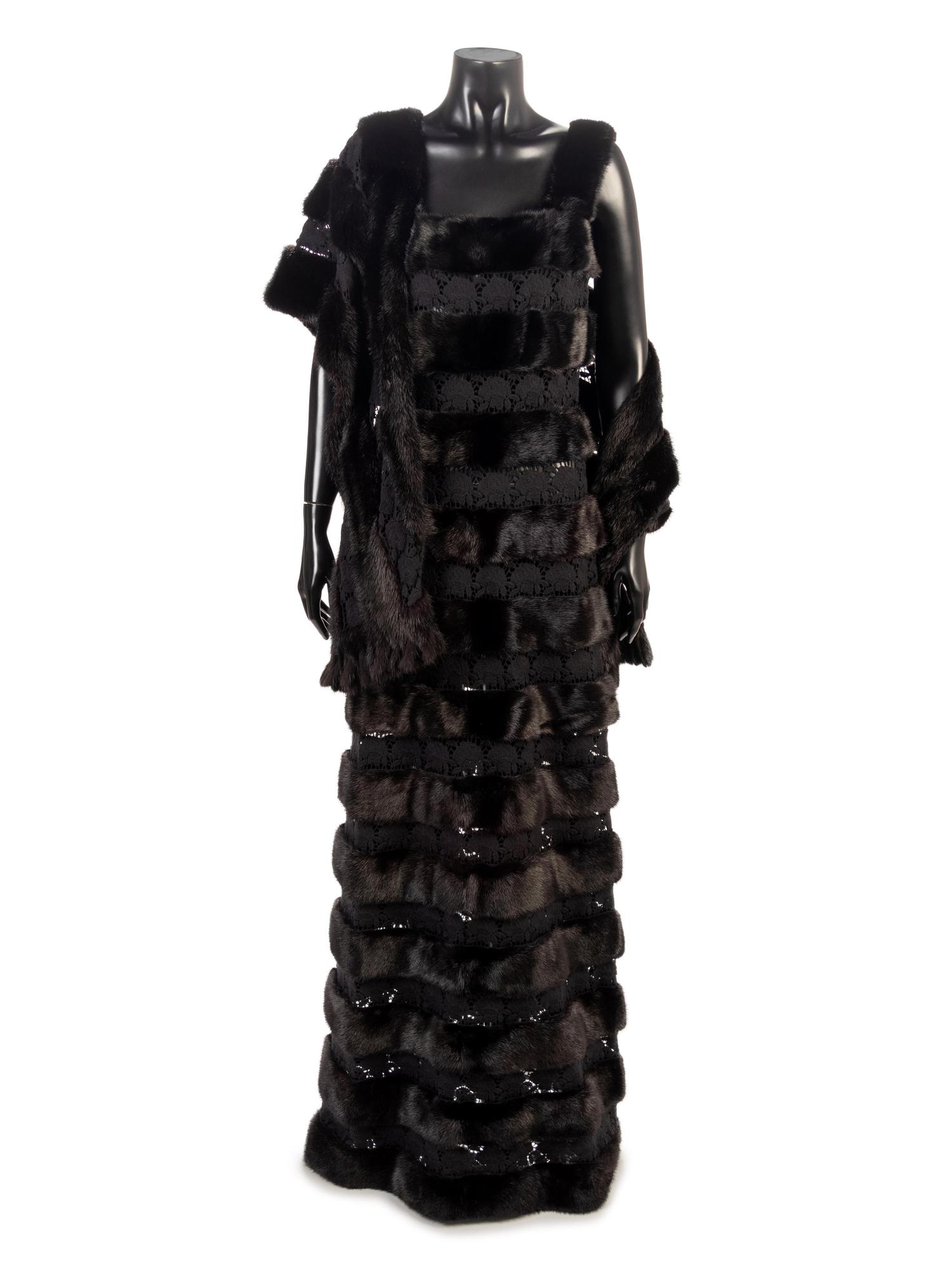 Giuliana Teso Fur and Lace Dress with Wrap, 1990s
