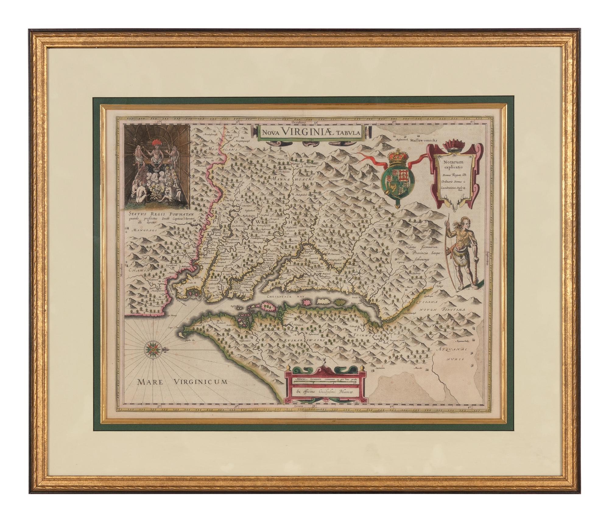 [MAP]. BLAEU, Willem and Jan. Nova Virginiae tabula . [Amsterdam, ca 1631].