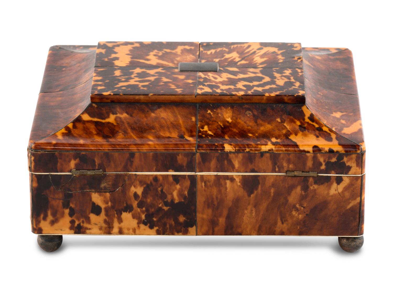 A Regency Tortoise Shell Jewelry Box