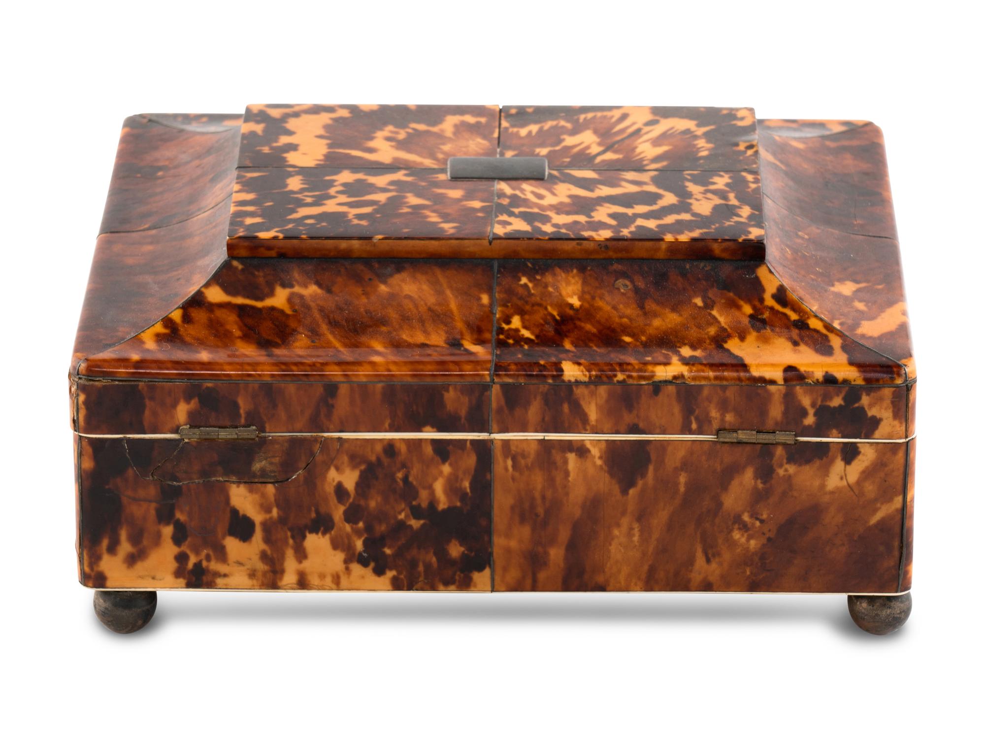 A Regency Tortoise Shell Jewelry Box