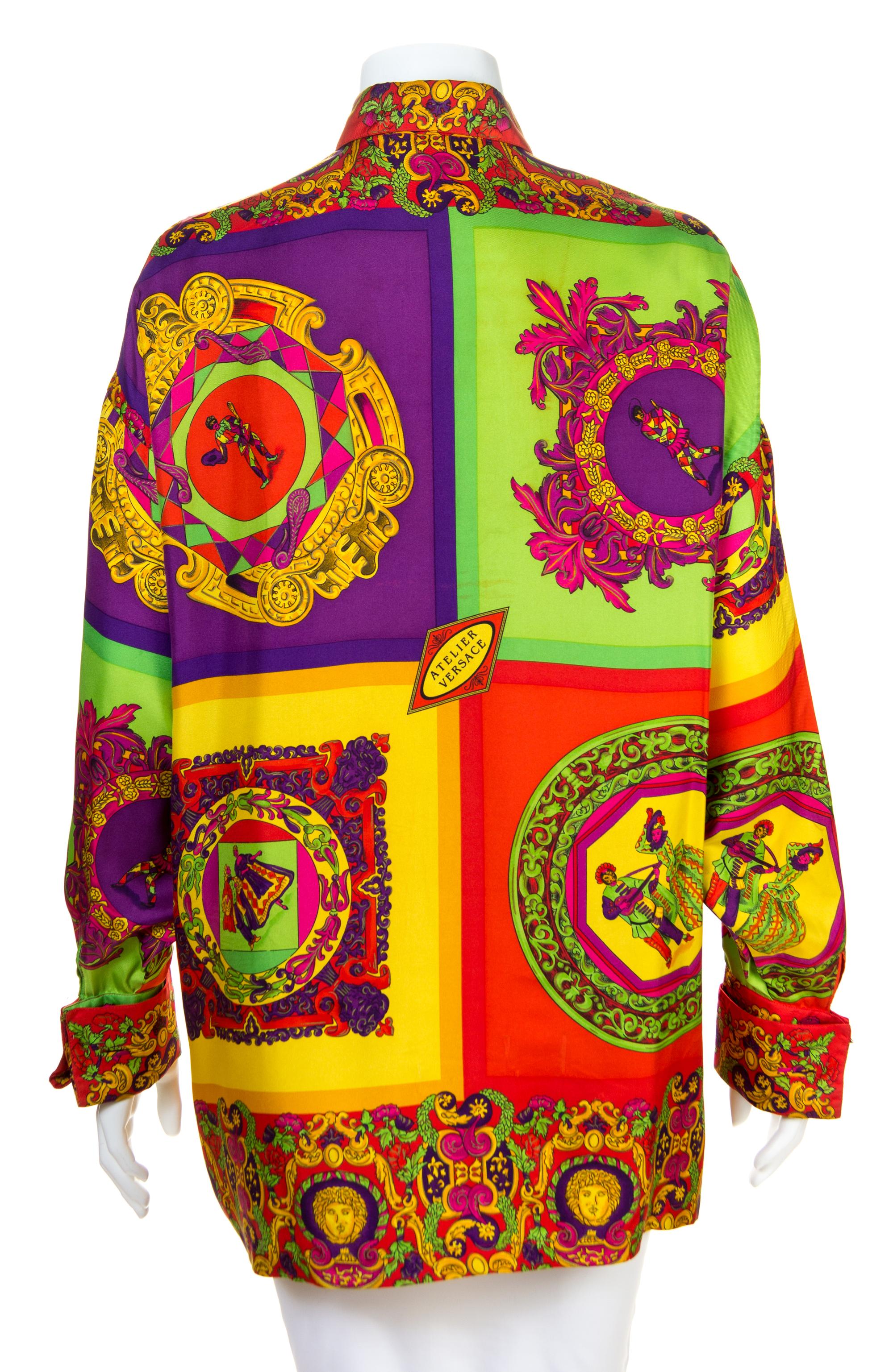 A Gianni Versace Silk Atelier Print Shirt, Size 42.