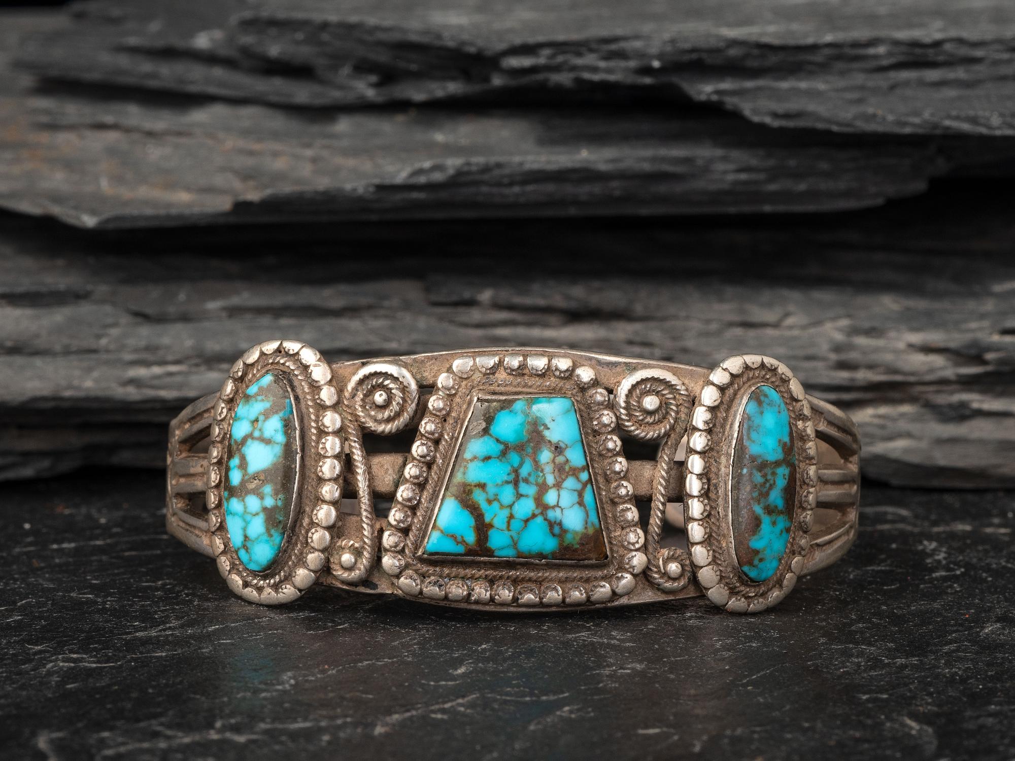 Navajo Silver and Turquoise Cuff Bracelet