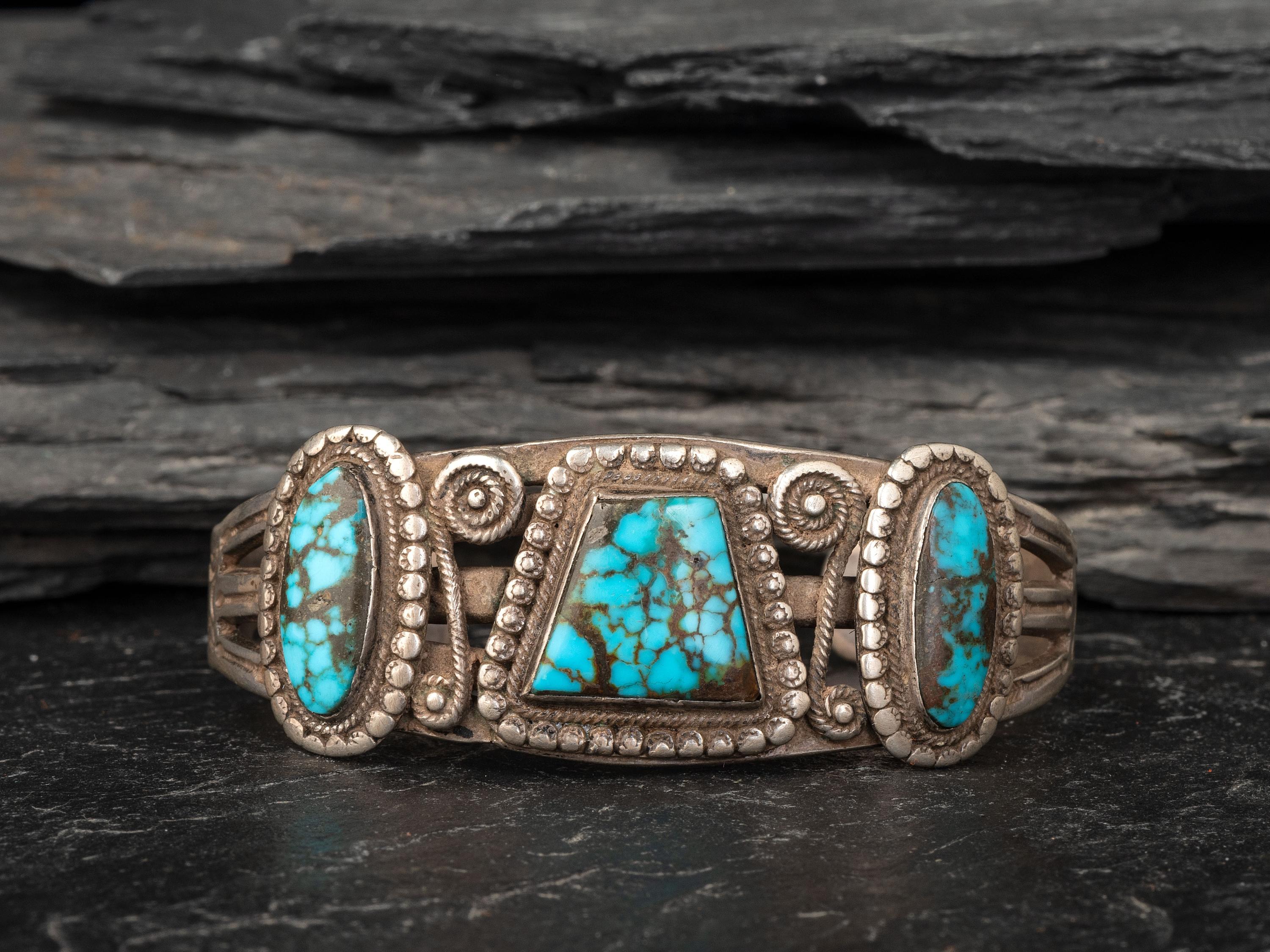 Navajo Silver and Turquoise Cuff Bracelet
