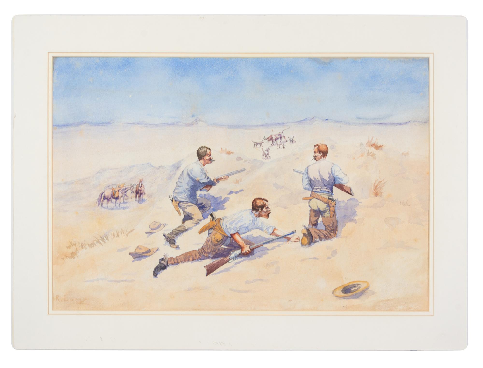 Richard Lorenz (American, 1858-1915) Protecting the Herd…