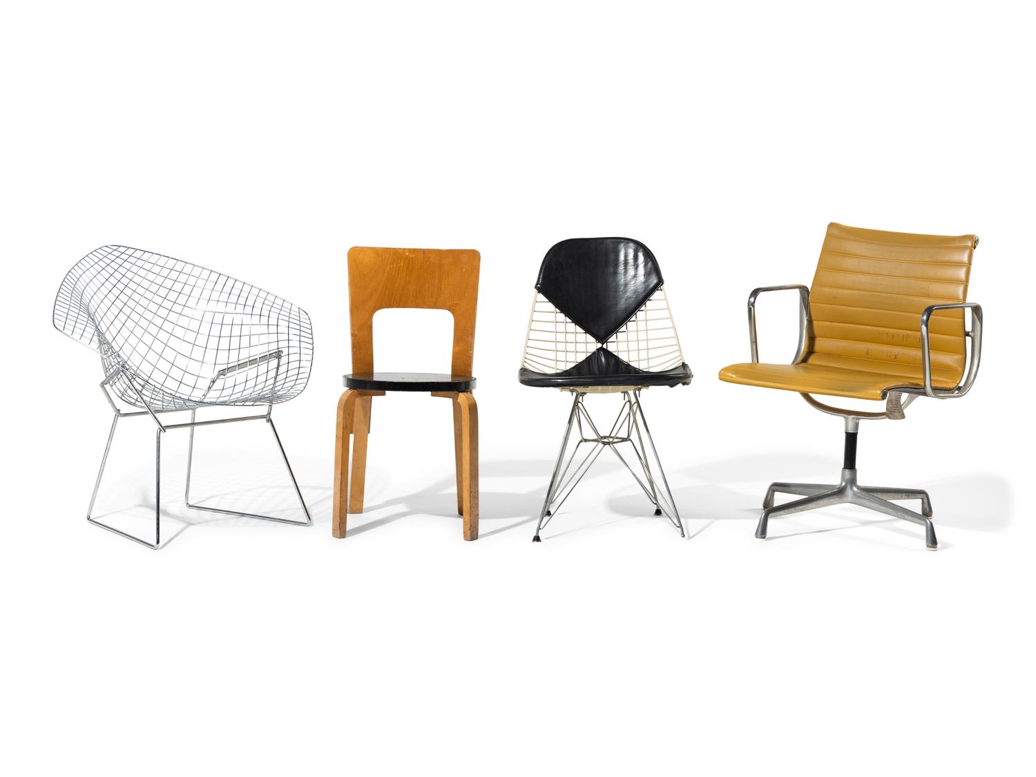 A Group of Four Mid-Century Chairs