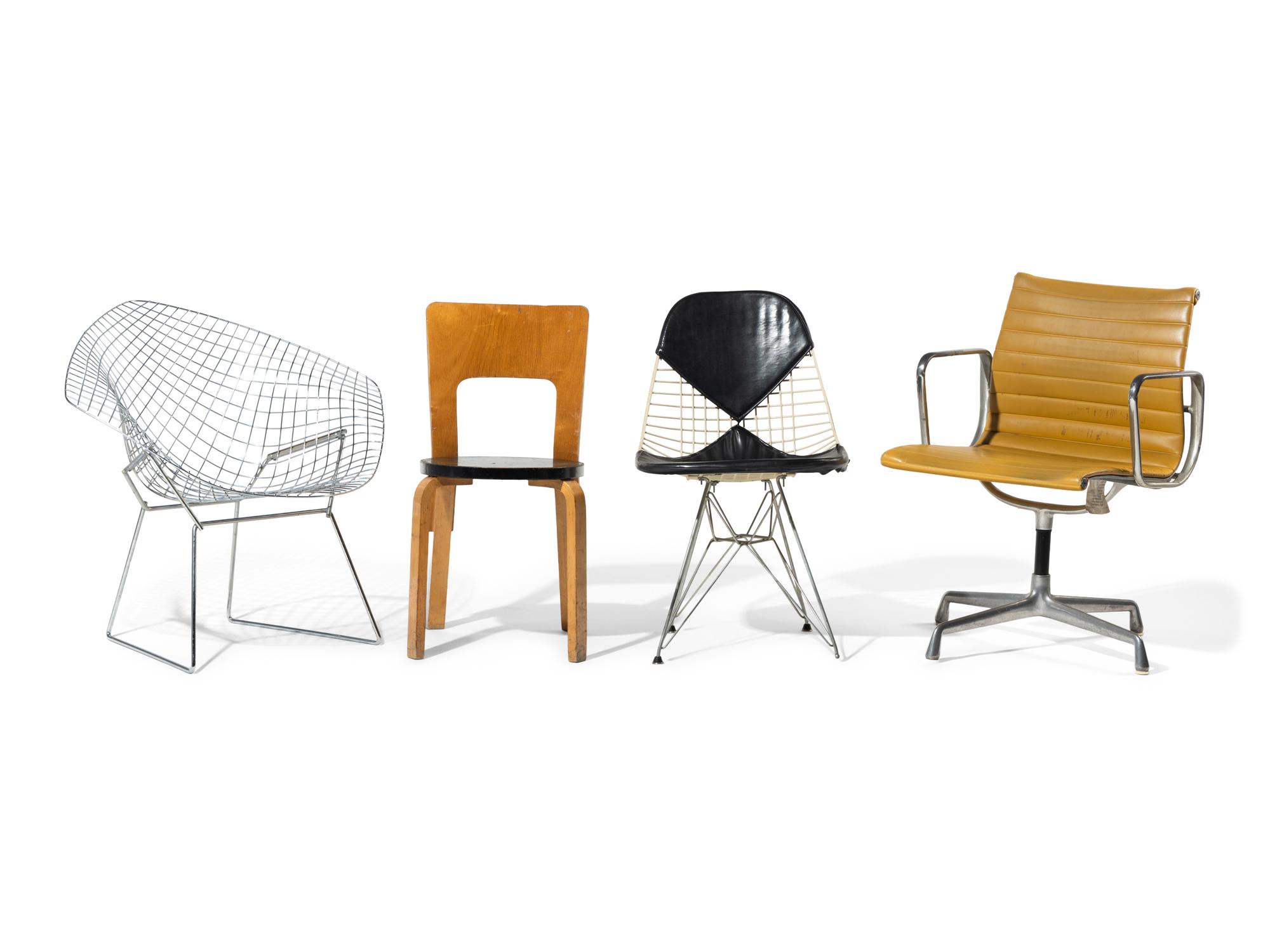 A Group of Four Mid-Century Chairs