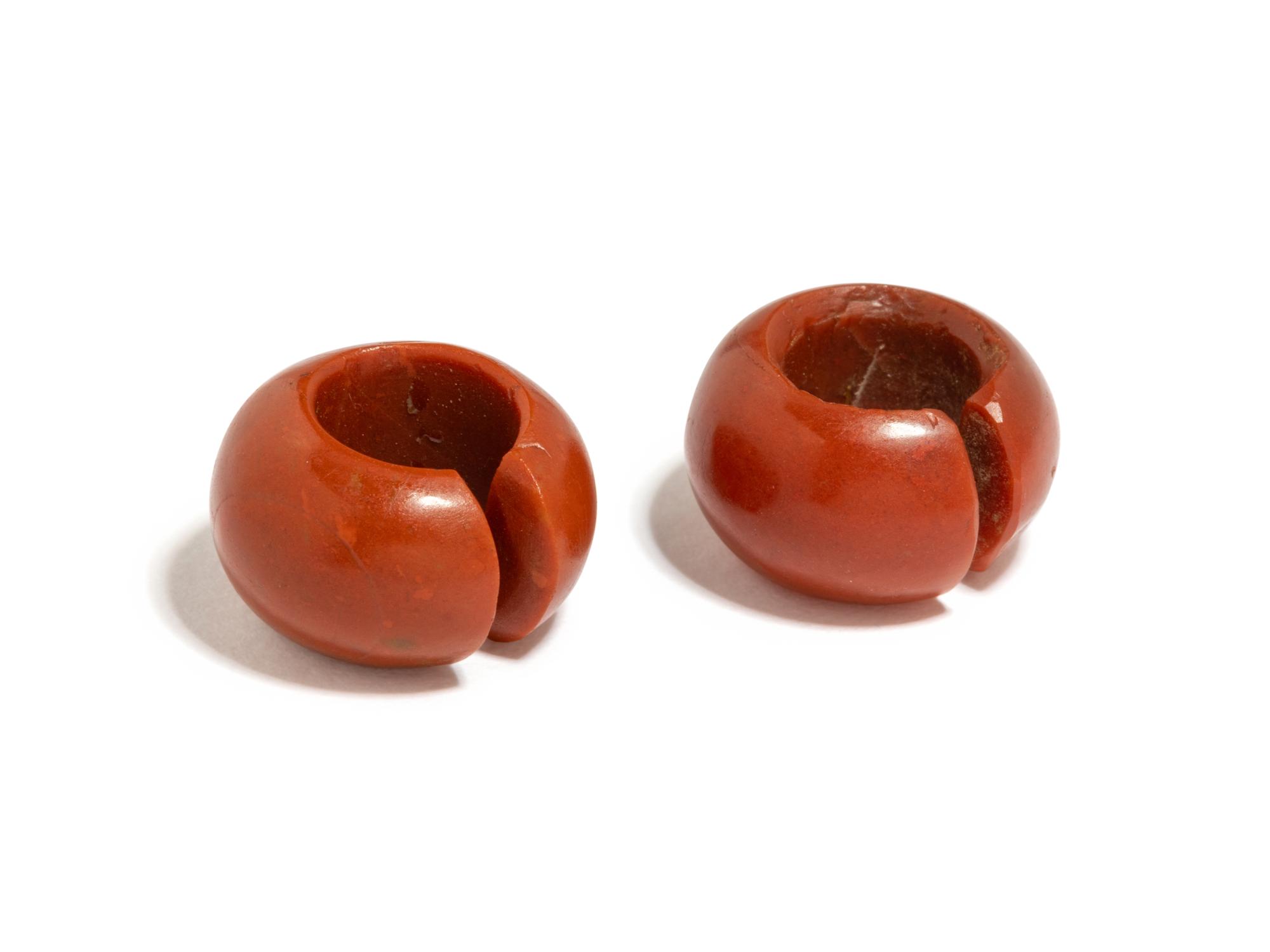 A Pair of Egyptian Red Jasper Hair Rings