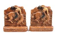 Three Sets of Contemporary Western Motif Book Ends Height of tallest 6 inches