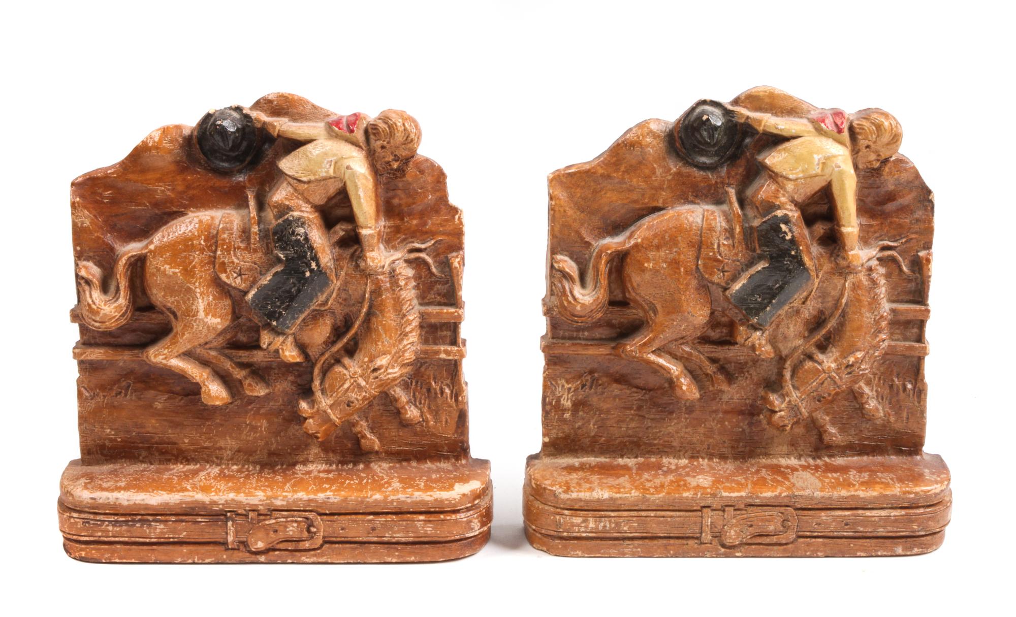Three Sets of Contemporary Western Motif Book Ends Height of tallest 6 inches