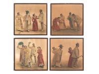 [AFRICAN AMERICANA - ENTERTAINMENT]. A group of 4 chromolithographs of African Americans performing the Cakewalk. Ca 1903.