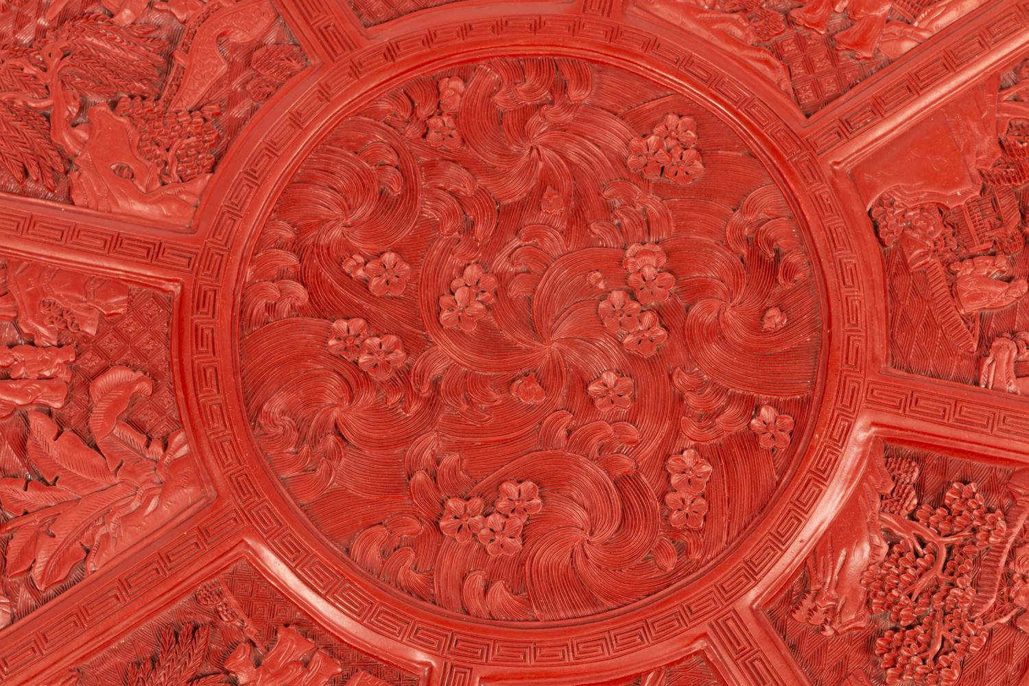 A Chinese Export Carved Red Lacquer Box