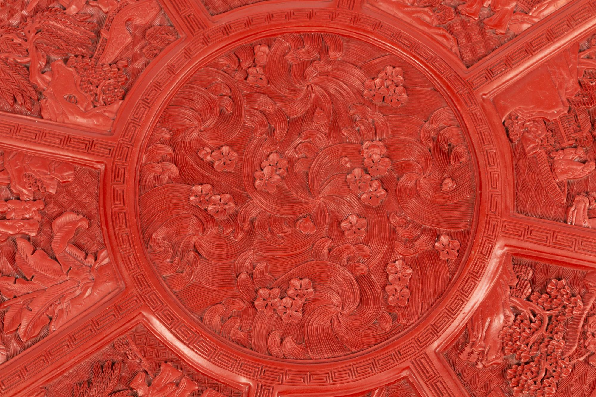 A Chinese Export Carved Red Lacquer Box