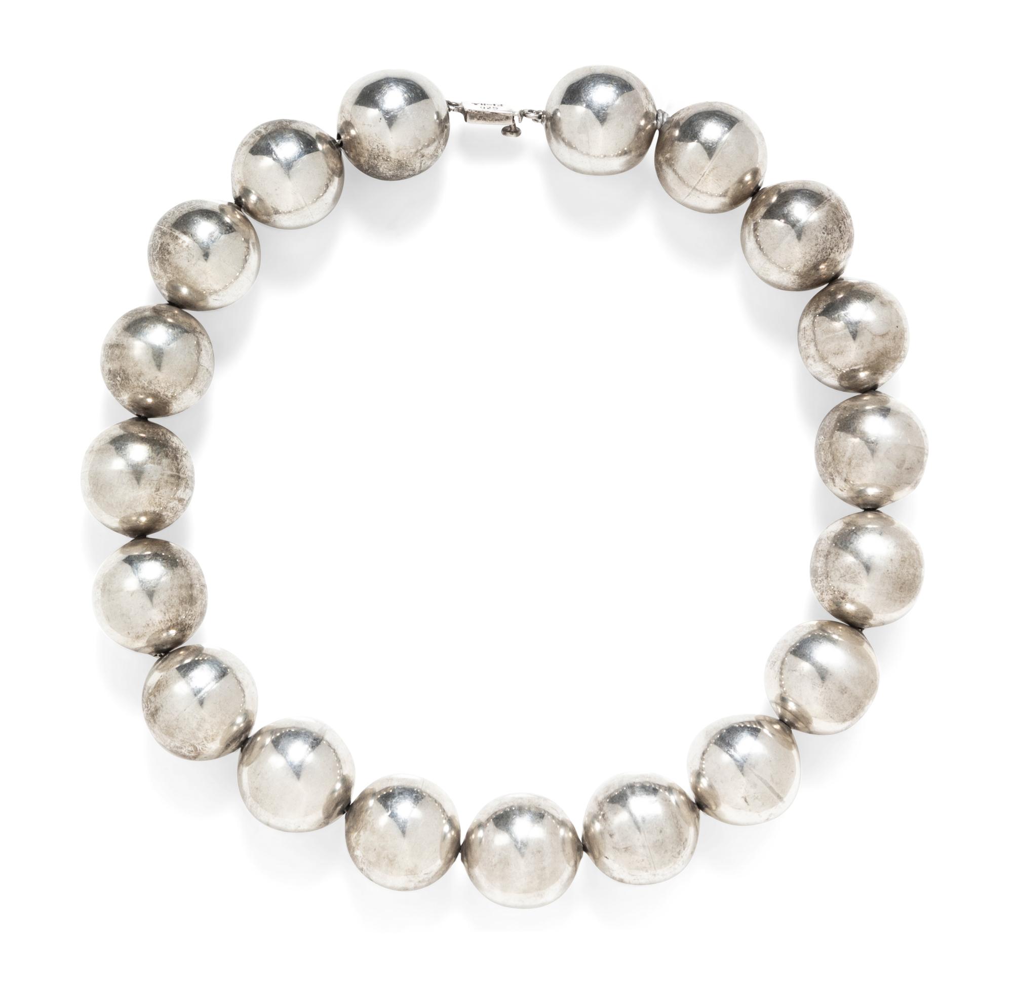 A Sterling Silver Bead Necklace, Taxco,