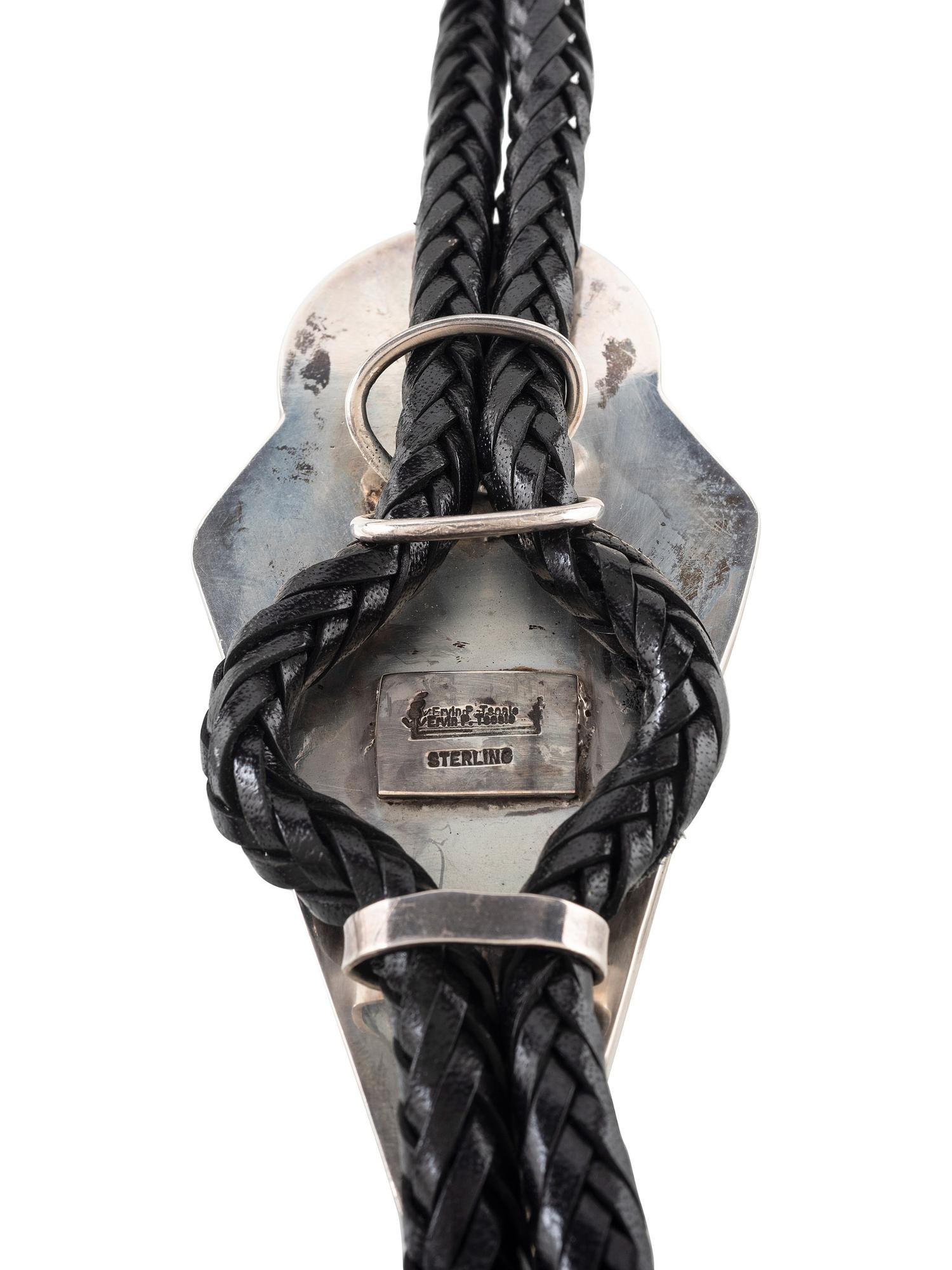 Sterling Silver and Mosaic Inlay Abstract Figural Bolo Tie