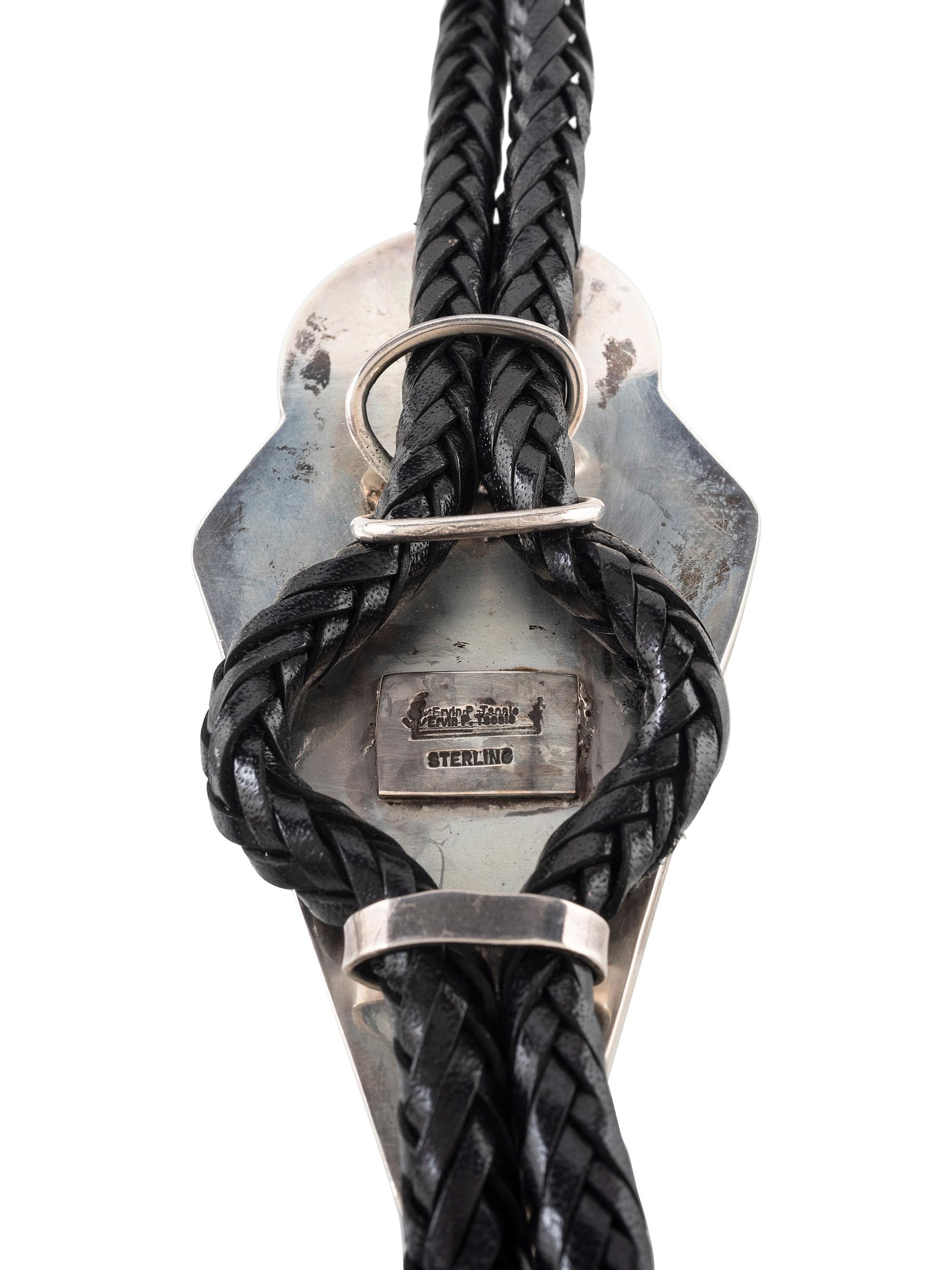 Sterling Silver and Mosaic Inlay Abstract Figural Bolo Tie