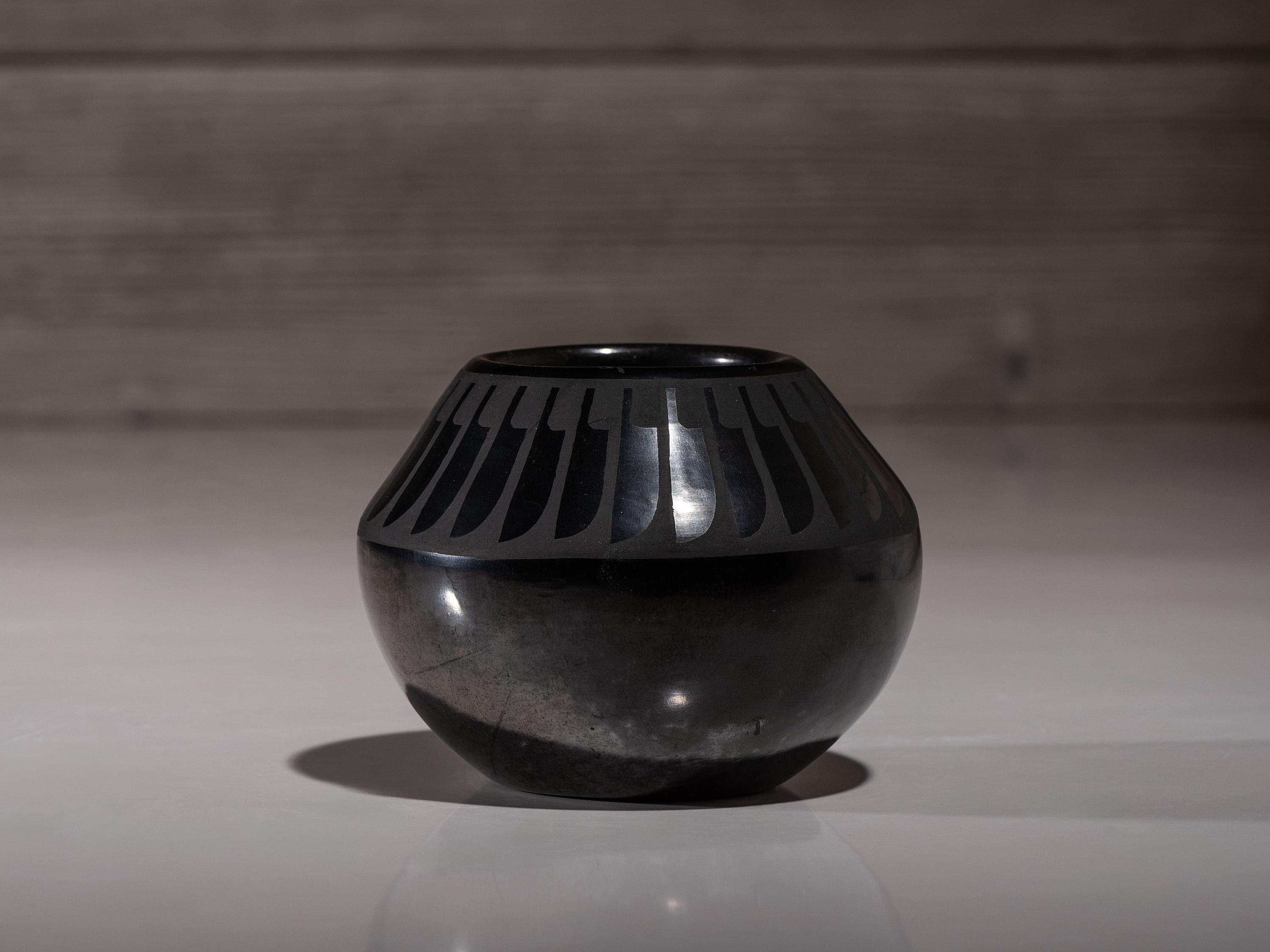 Blackware Pottery Jar, with Gunmetal Finish July 1965