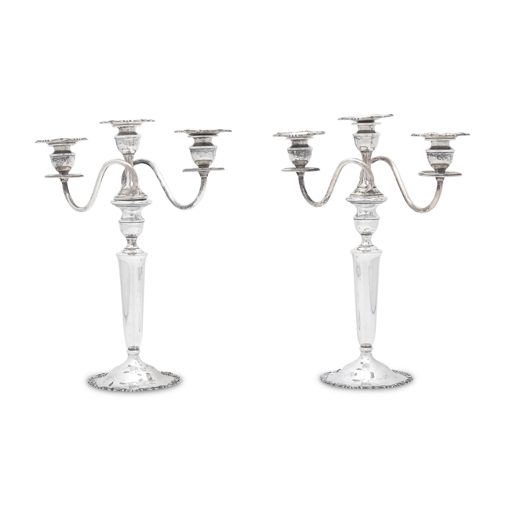 A Pair of American Silver Candelabra