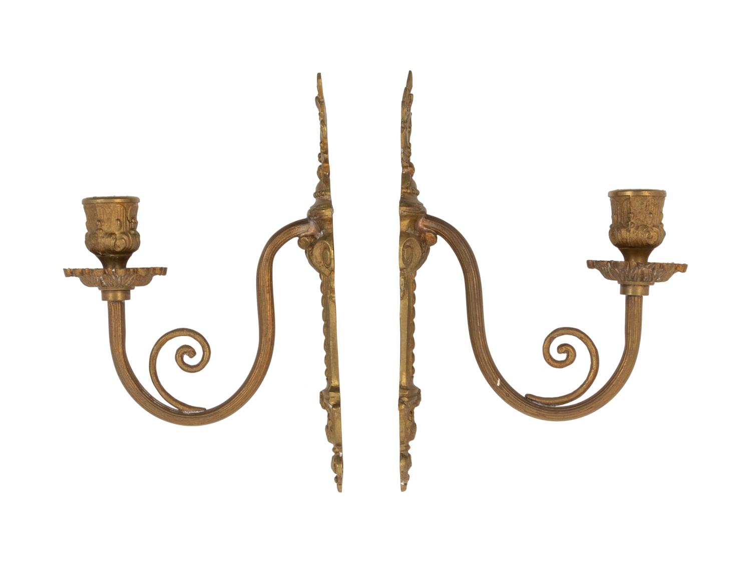 A Pair of Neoclassical Gilt Metal Single-Light Sconces