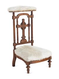 A French Walnut Prie-Dieu with Brazilian Cowhide Upholstery