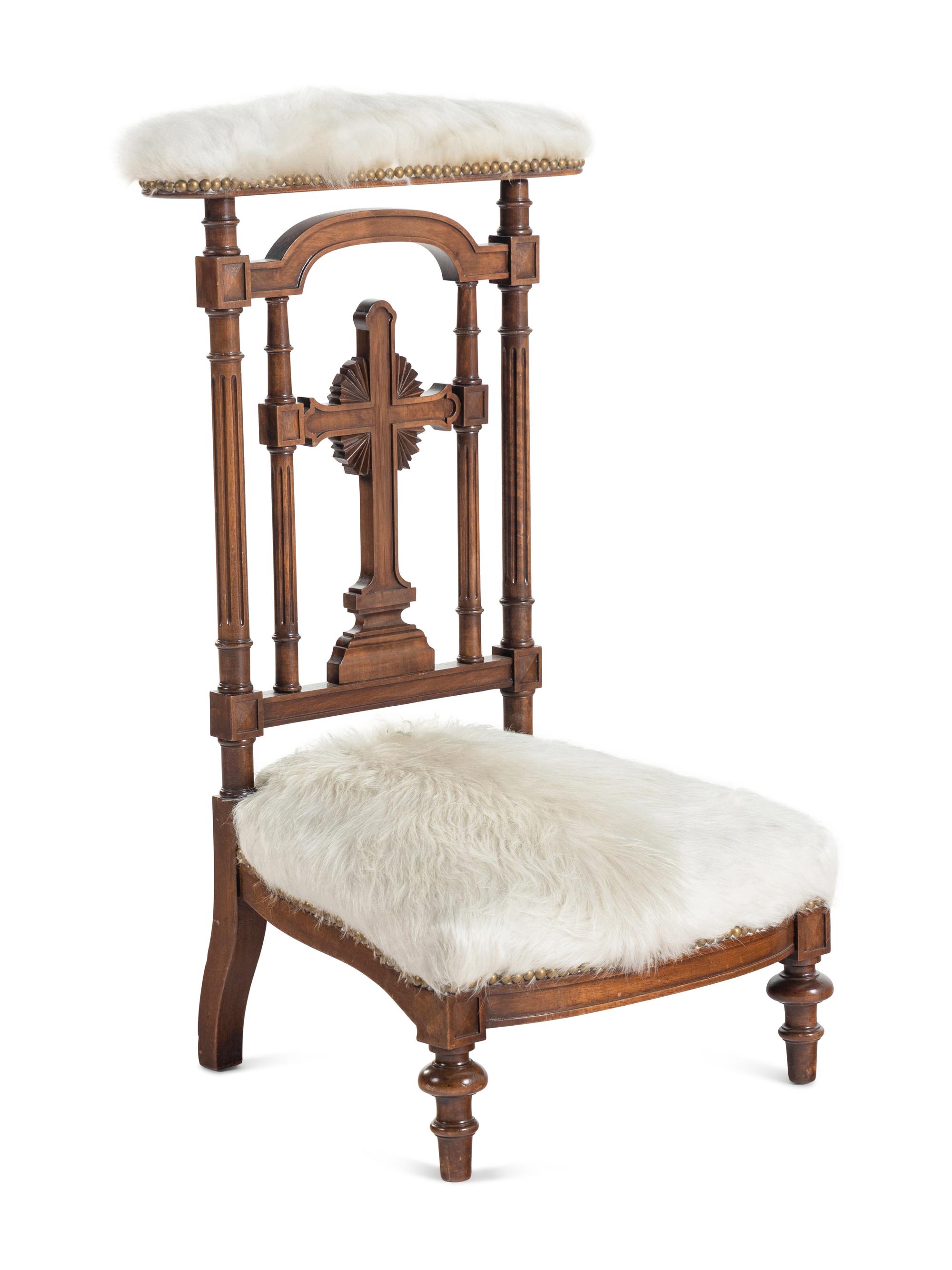 A French Walnut Prie-Dieu with Brazilian Cowhide Upholstery