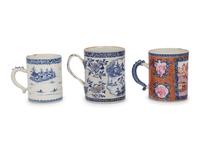 Three Oversized Chinese Export Porcelain Mugs