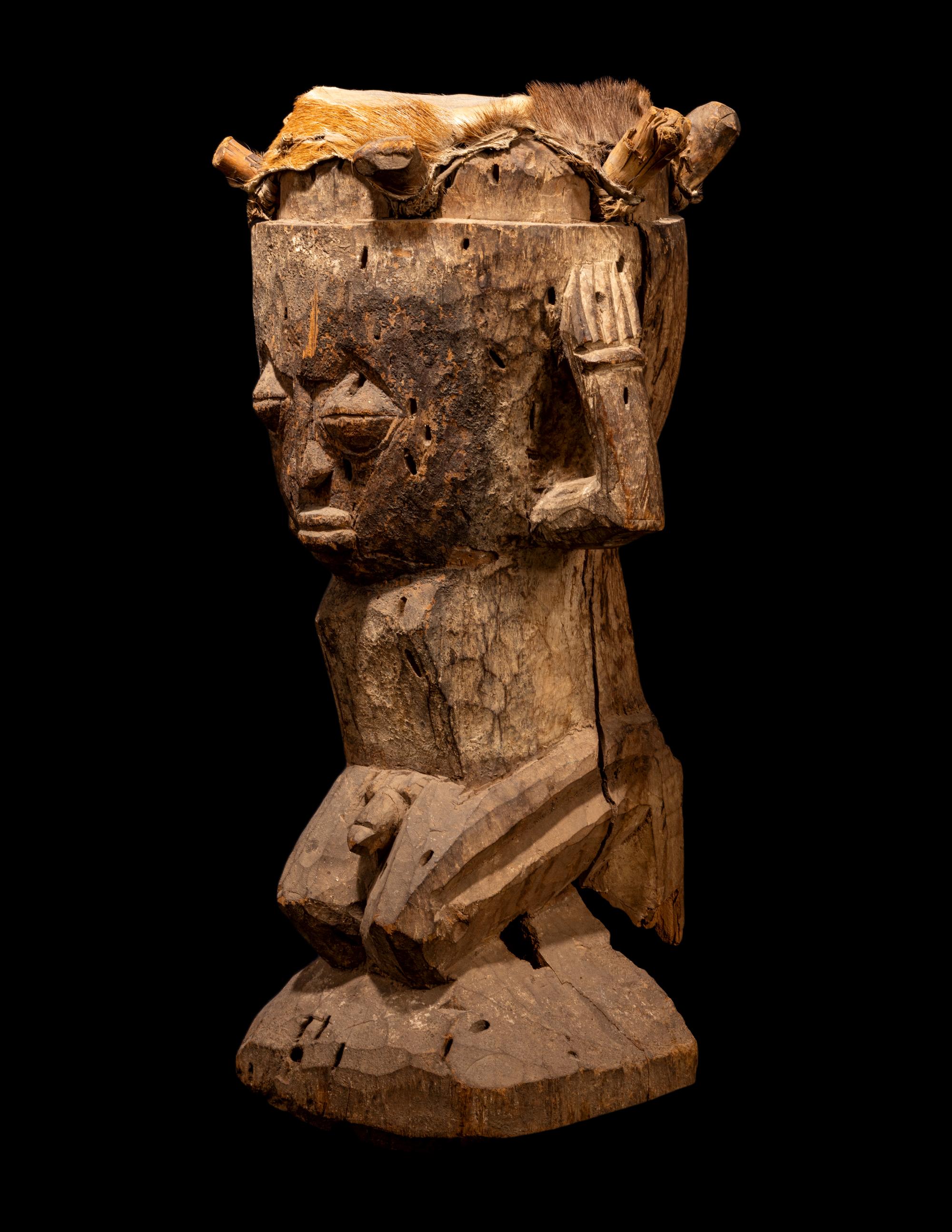 A Yoruba Wood and Hide Drum