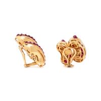 SEAMAN SCHEPPS, YELLOW GOLD AND RUBY CLIP EARRINGS