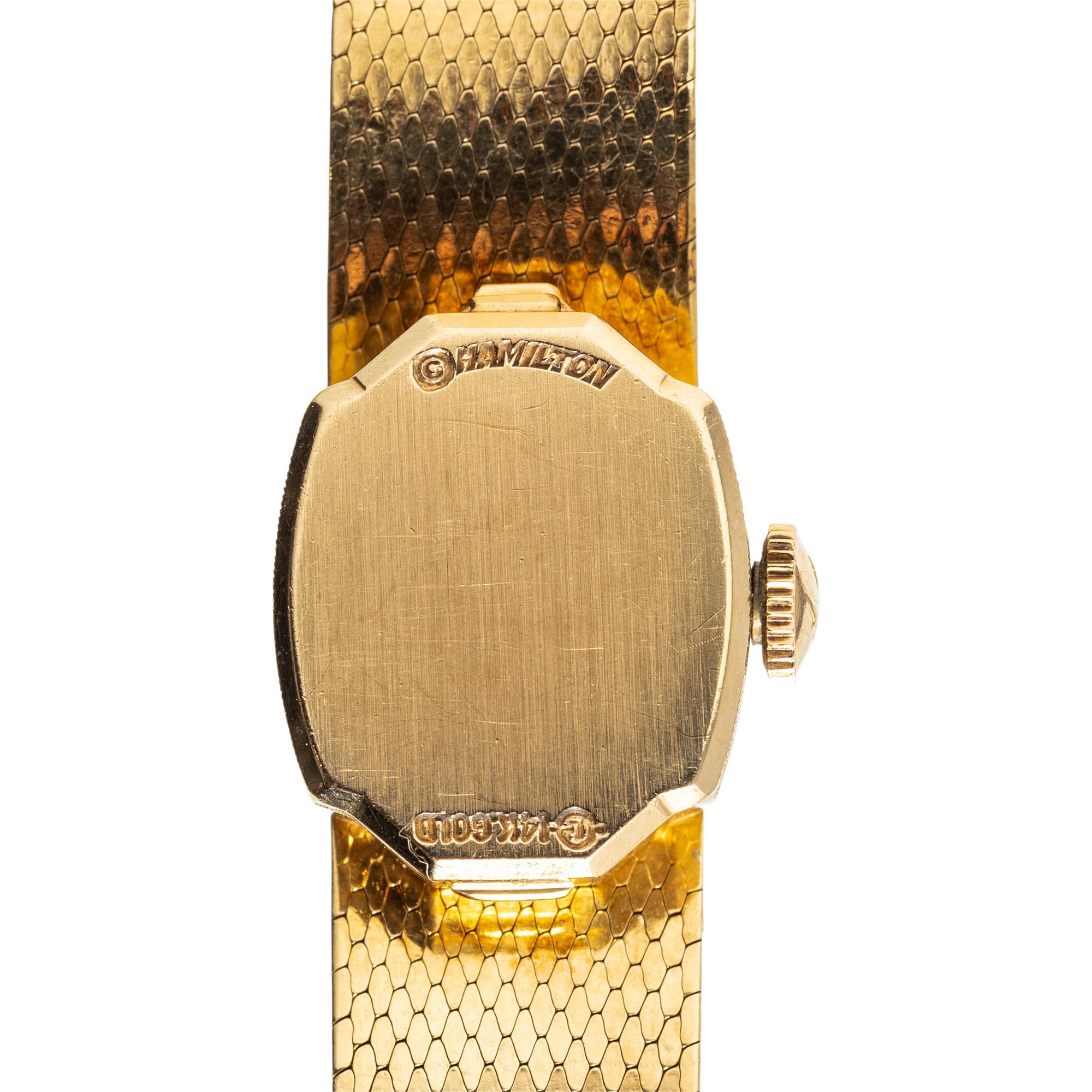 HAMILTON, 14K YELLOW GOLD AND DIAMOND WATCH