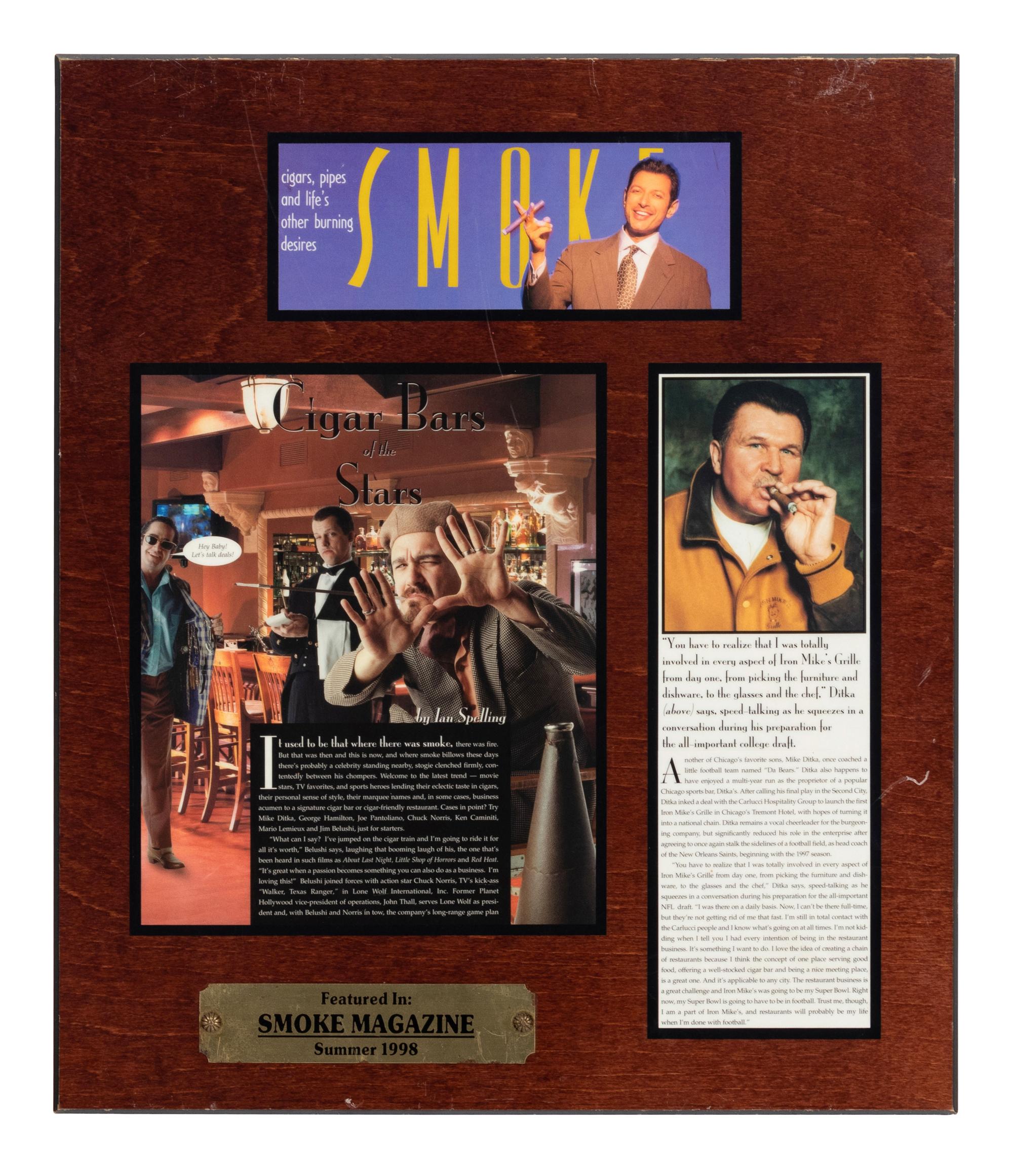 A Group of Five Newspaper and Magazine Clippings Formerly Displayed at Mike Ditka’s Restaurant