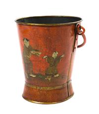 A Tole Decorated Ash Bucket, Height 17 inches.