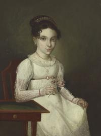 American School 19th Century, Portrait of a Young Lady Identified as Miss Altmayer of Mobile, AL , Circa 1815