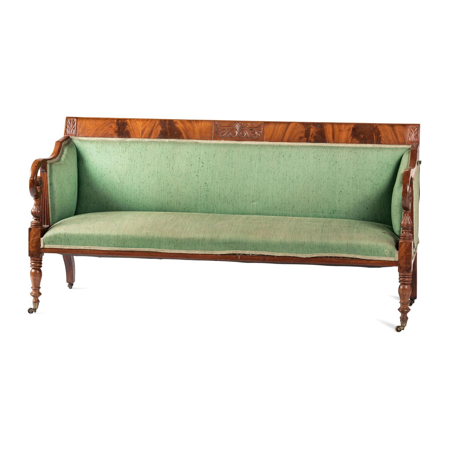 A Classical Carved and Figured Mahogany Settee
