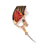 WILLIAM HARPER, ENAMEL AND CULTURED PEARL 'DECEMBER FRAGMENT' BROOCH