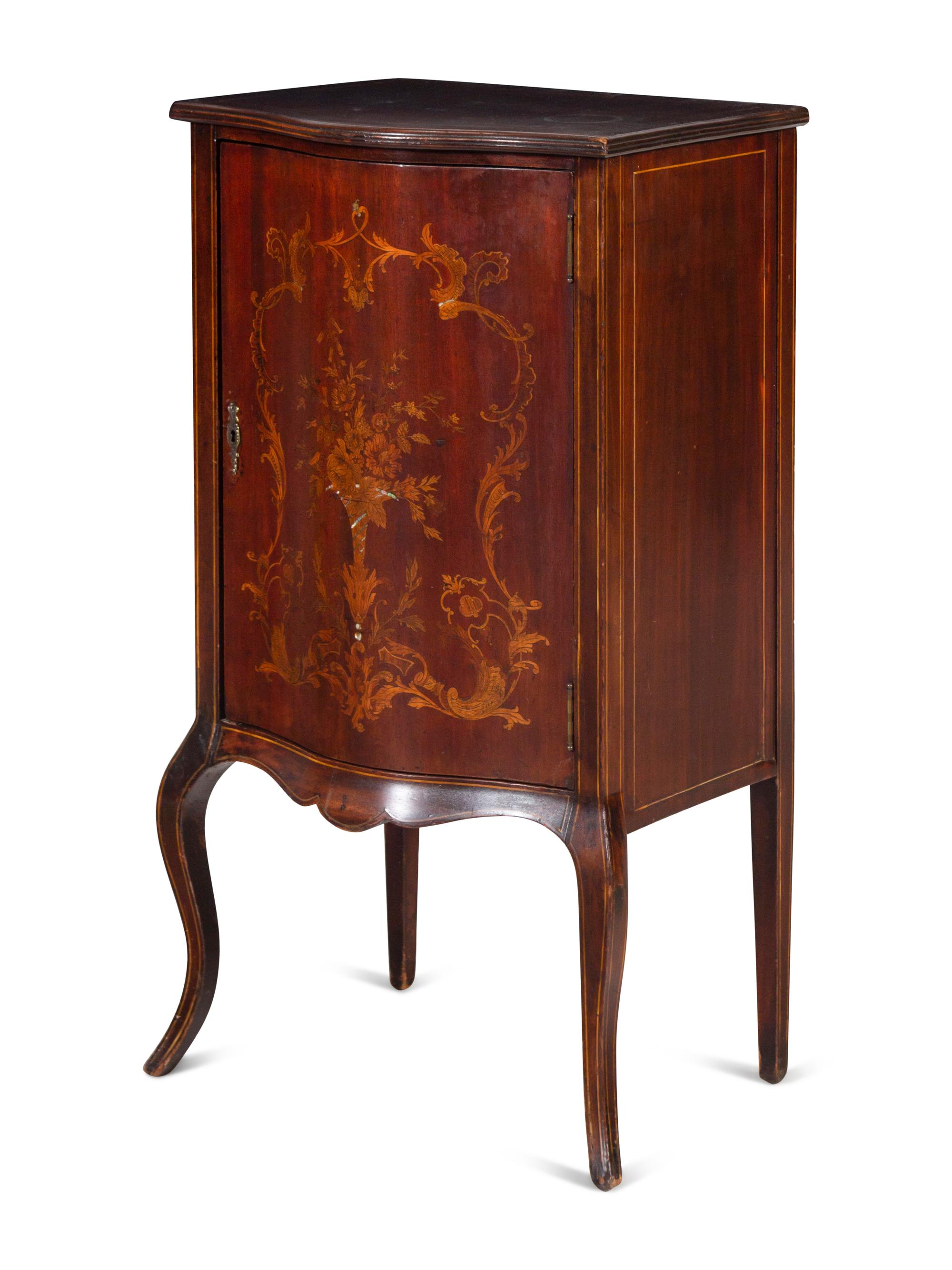 An English Mahogany and Marquetry Music Cabinet