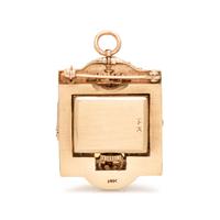 CONVERTIBLE YELLOW GOLD, ENAMEL AND SEED PEARL SURPRISE WRISTWATCH/PENDANT/BROOCH