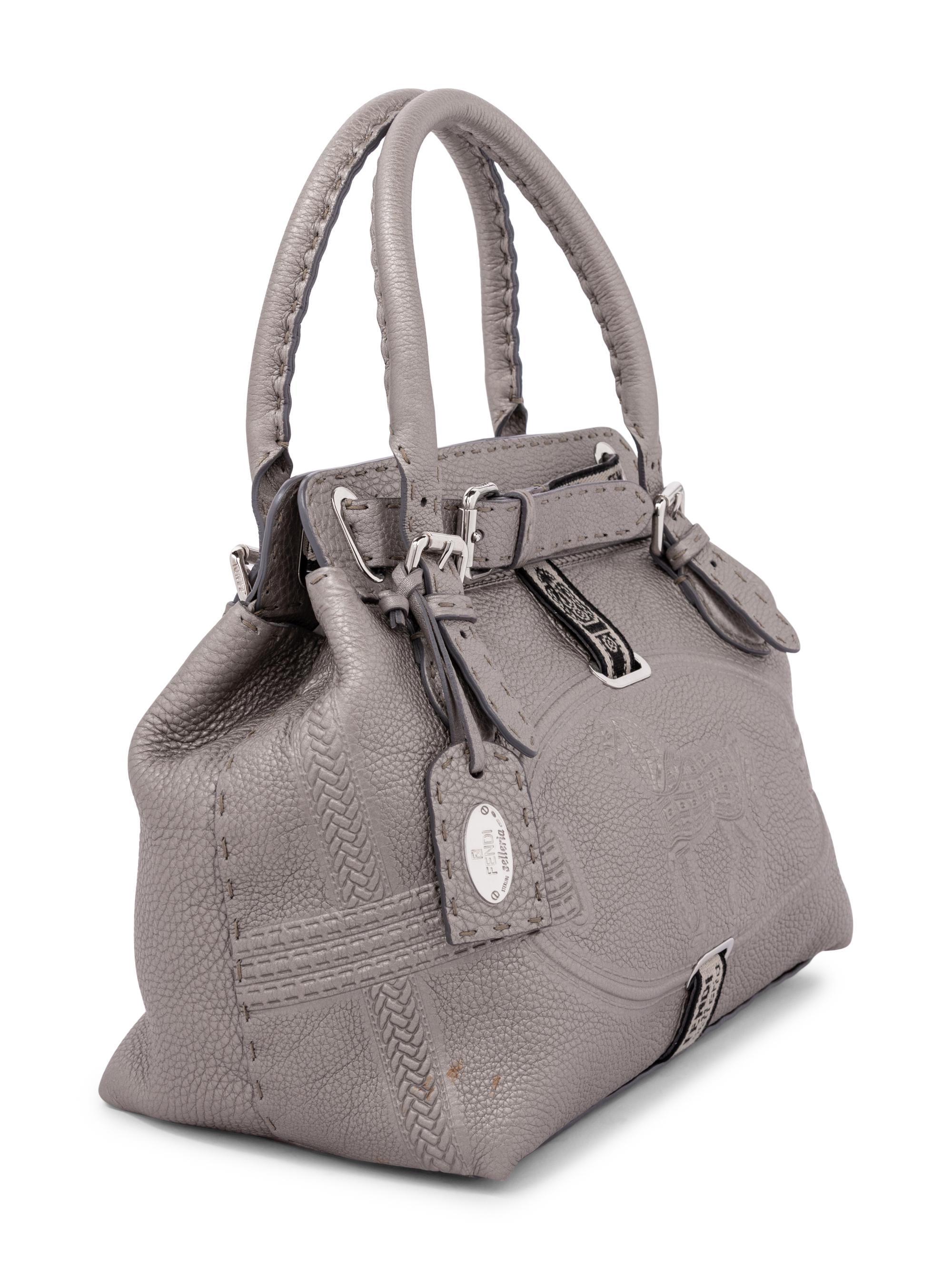 Fendi Silver Embossed Leather Bag Formerly Owned By Elizabeth Taylor