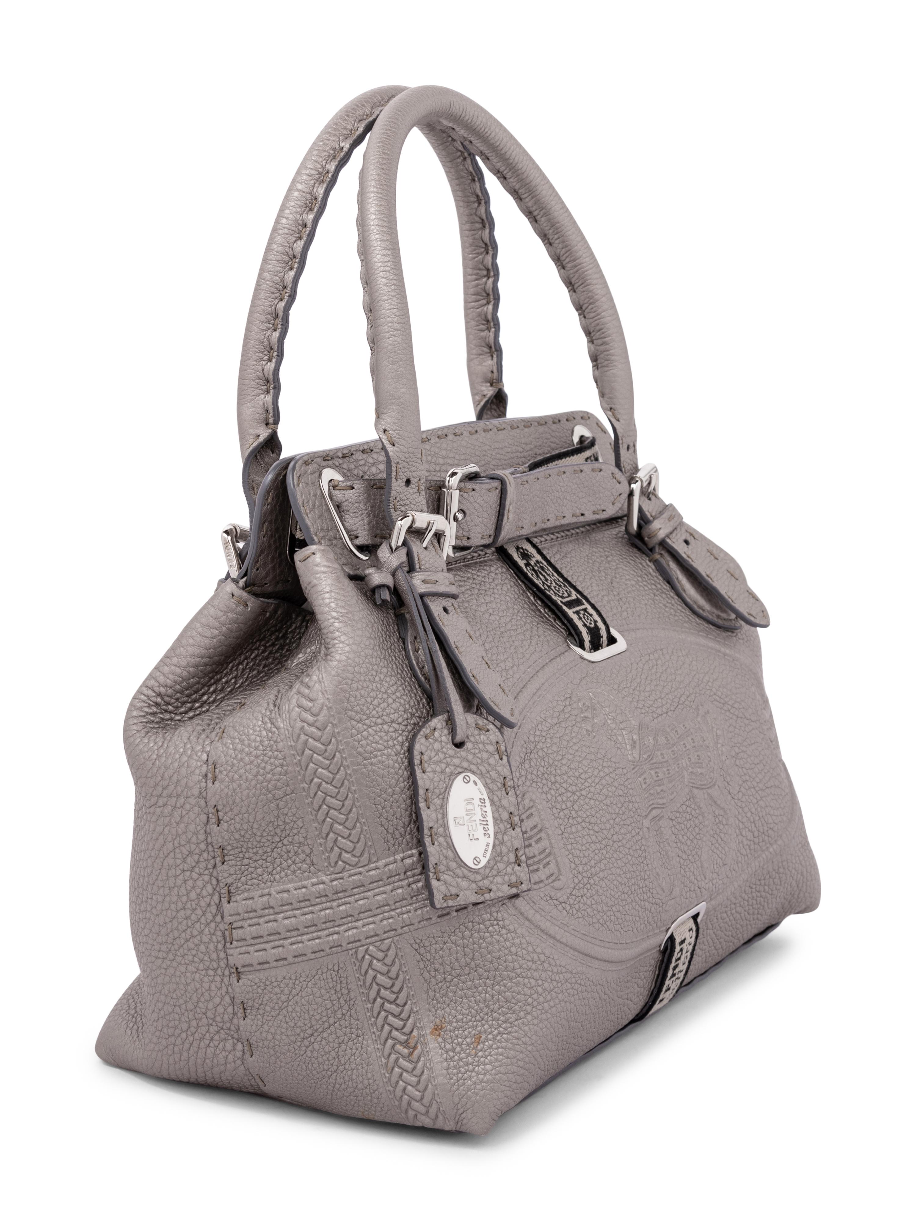 Fendi Silver Embossed Leather Bag Formerly Owned By Elizabeth Taylor