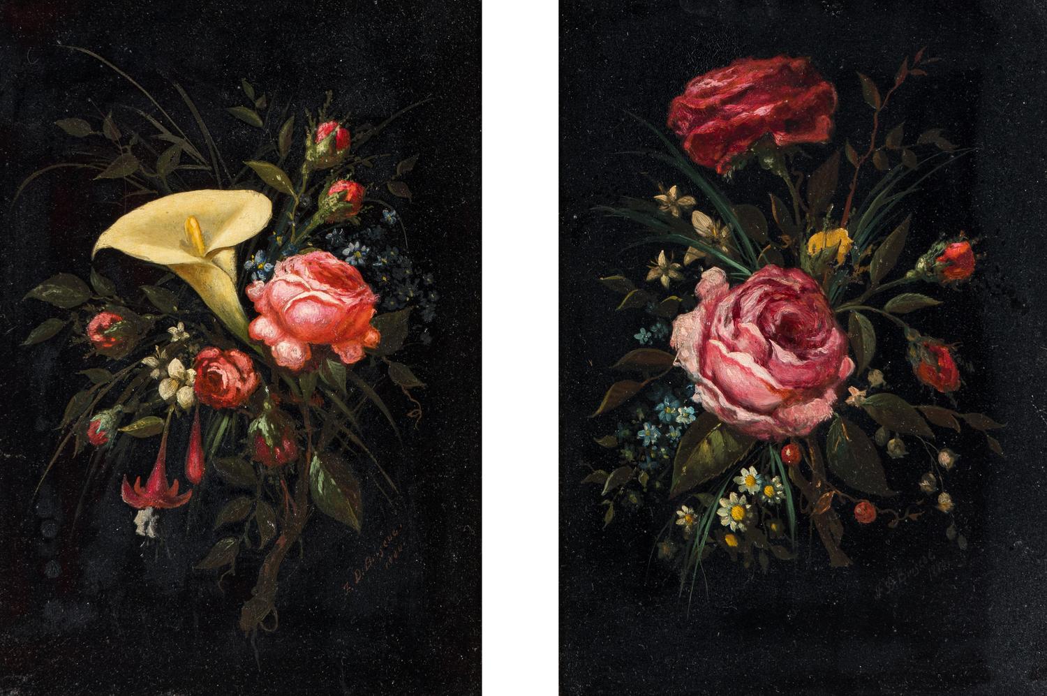 Still Life with Flowers (a pair of works), 1880