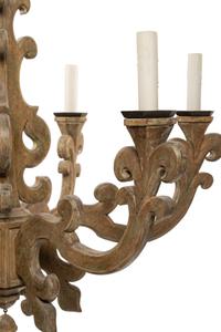A Baroque Style Carved and Painted Six-Light Chandelier