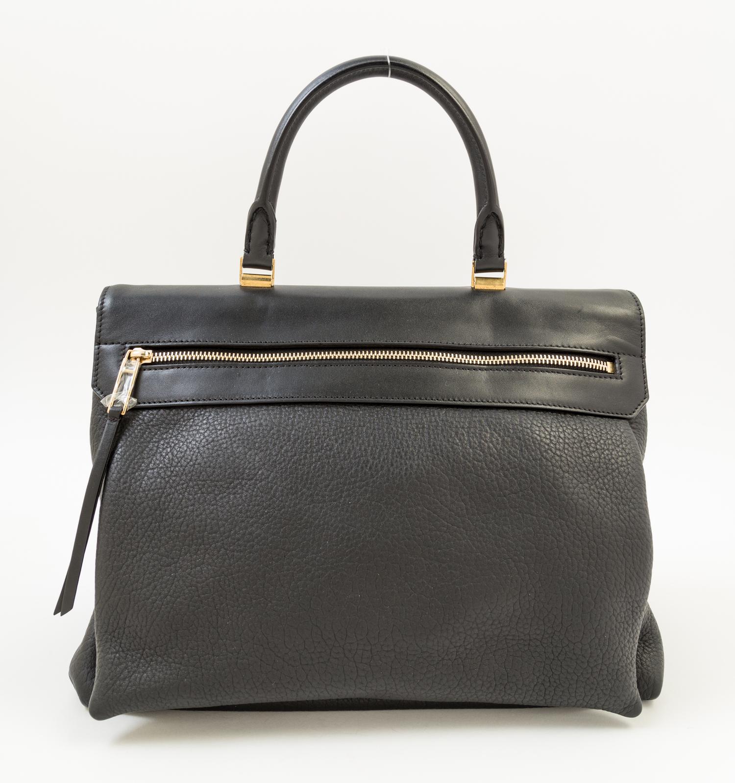 A Lanvin Black Leather Crossbody Bag, 12.5" x 8.5" x 4"; Handle drop: 4.5"; Shoulder drop: 21.5"- 16.75".