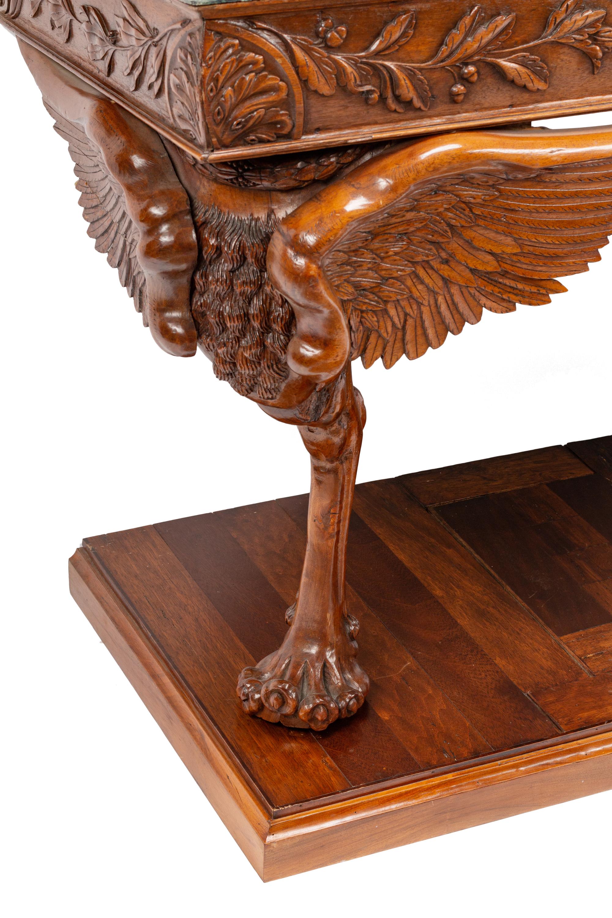 An Empire Style Carved Mahogany Marble-Top Pier Table