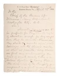 [CIVIL WAR - NAVY]. A group of documents related to artillery, mechanics, and gunboat specifications, including: