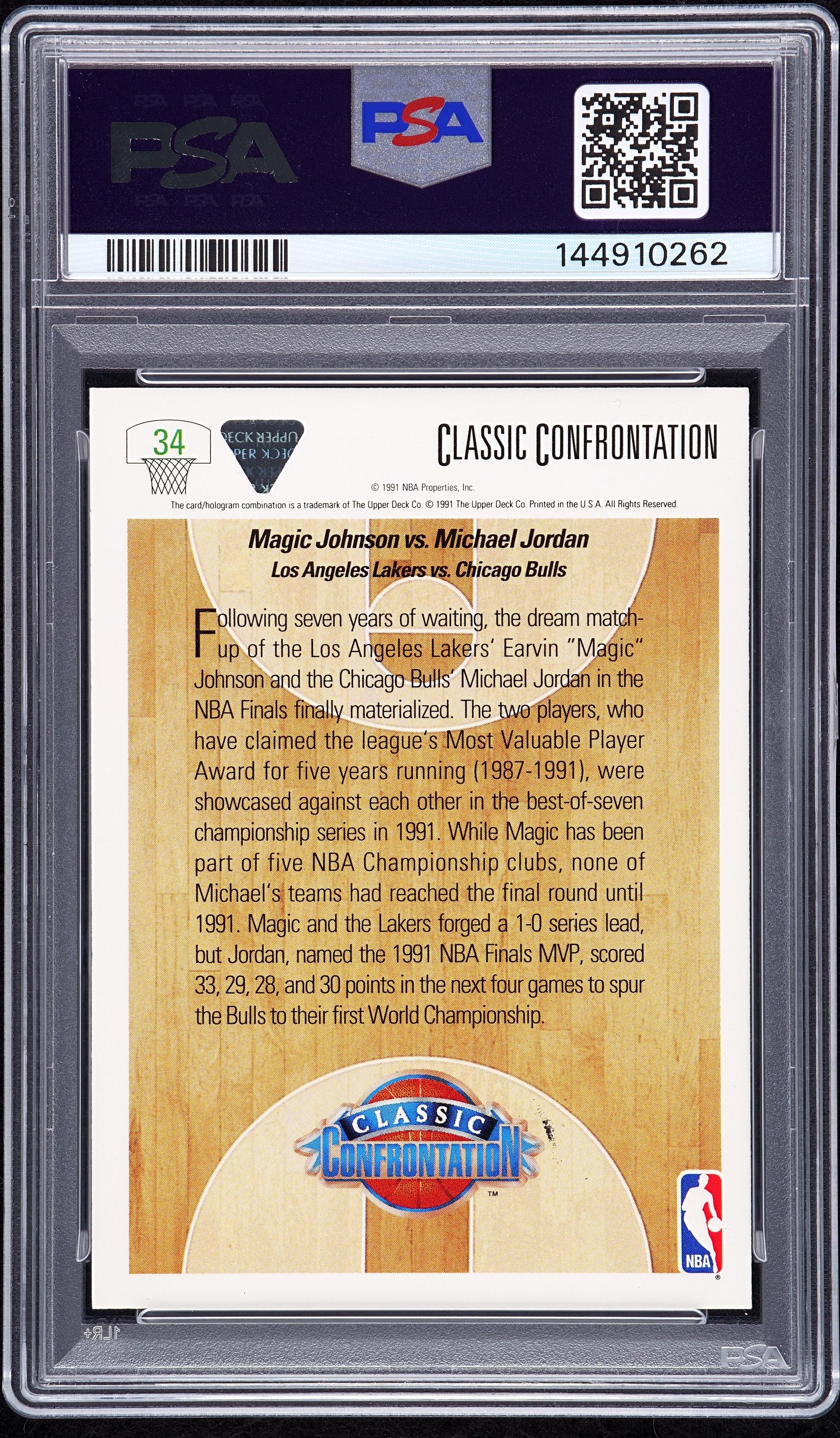 A 1991 Upper Deck Michael Jordan Signed Autograph Basketball Card No. 34 (PSA 9 MINT AUTO) — Autograph obtained from Jordan by Make-A-Wish child in 1992 at Chicago Stadium