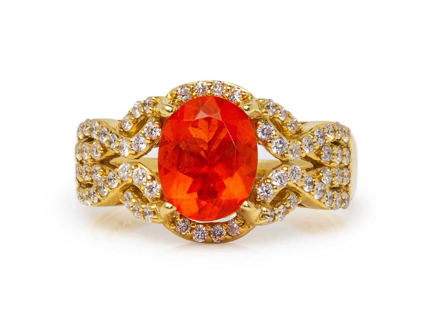 A Collection of Yellow Gold, Fire Opal and Diamond Jewelry,