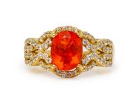 A Collection of Yellow Gold, Fire Opal and Diamond Jewelry,