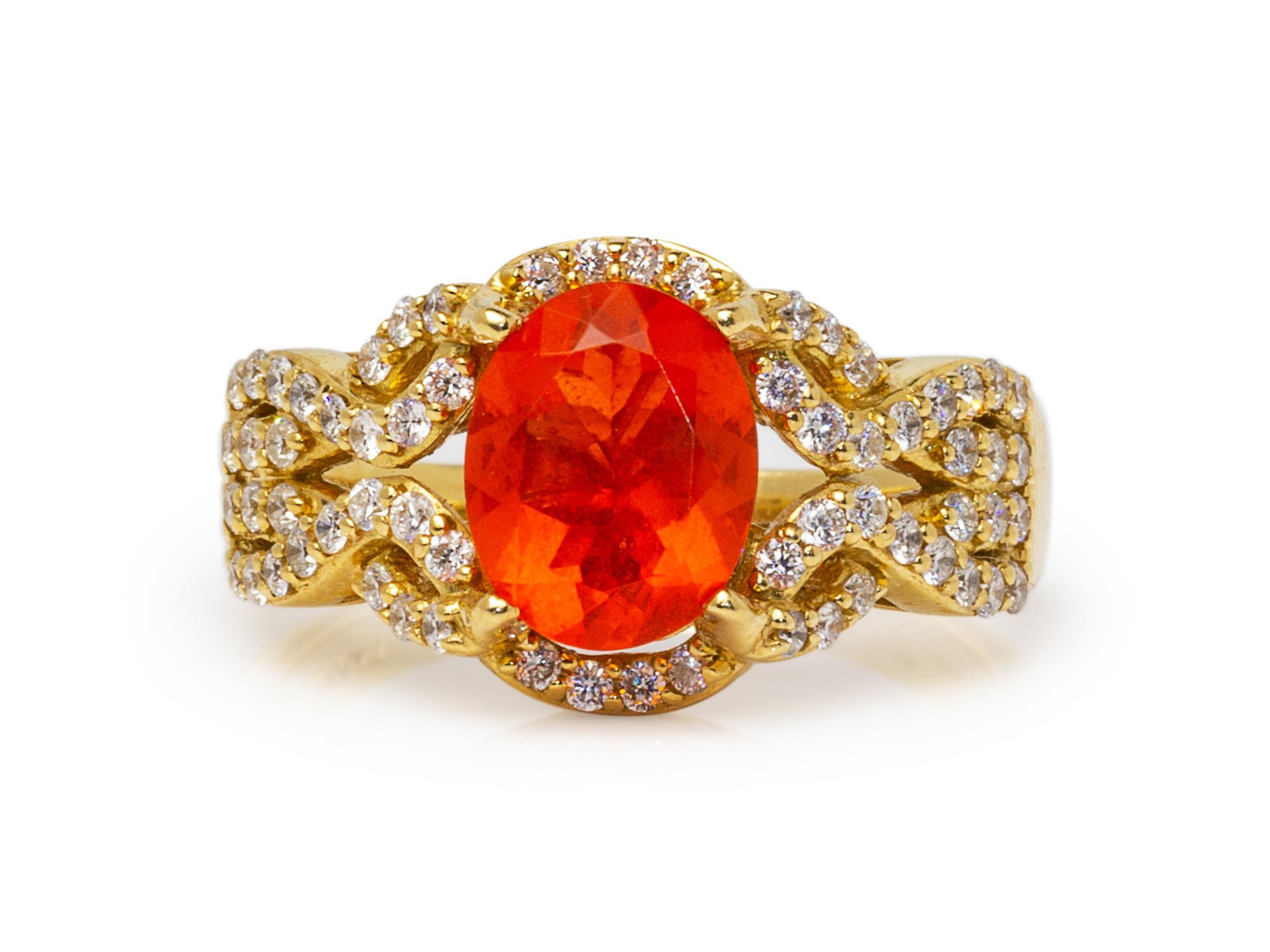 A Collection of Yellow Gold, Fire Opal and Diamond Jewelry,
