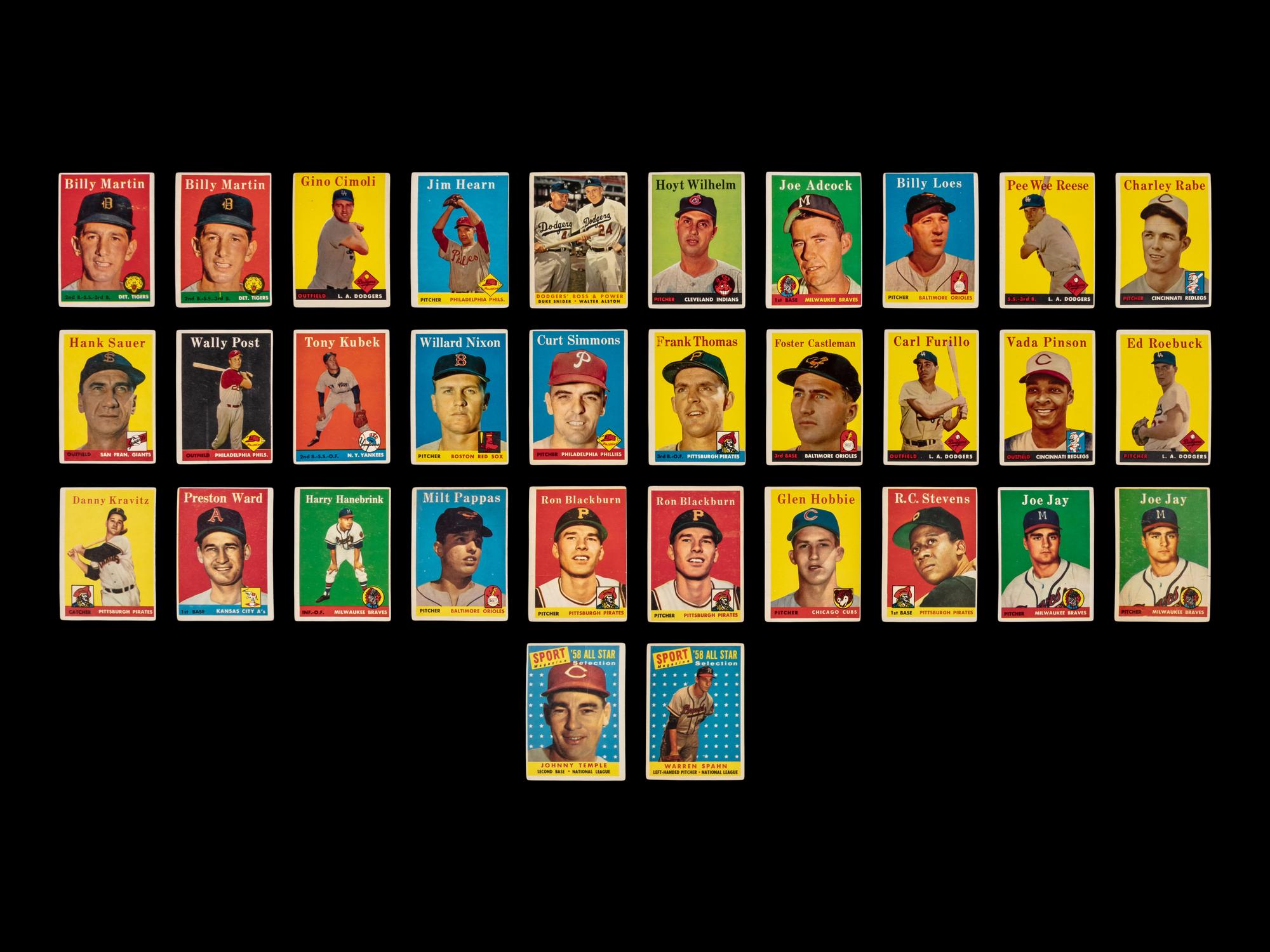A Collection of 1958 Topps Baseball Cards Including Multiple Hall of Famers (95)